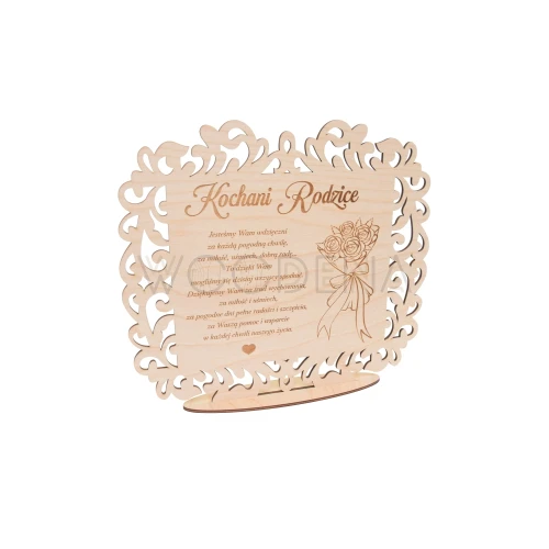 Podziękowanie dla rodziców z drewna prezent