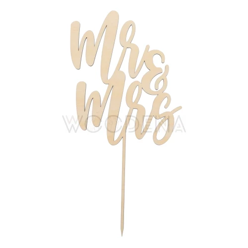 Mr & Mrs - napis z drewna na patyczku