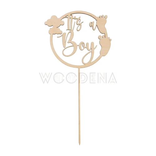 Wooden cake topper -" It's a Boy"