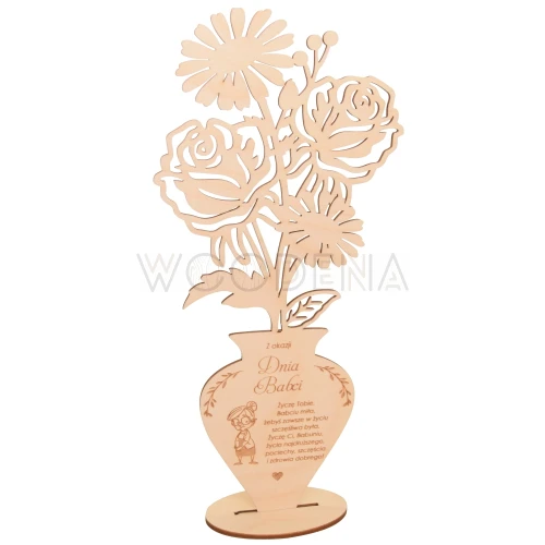 Drewniane róże z życzeniami na Dzień Babci i Dziadka