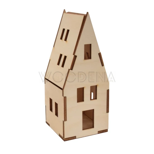 Domek ażurowy lampion drewniany - kamienica