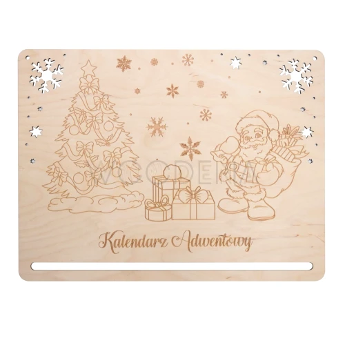 Kalendarz adwentowy drewniany dla dzieci - z mikołajem