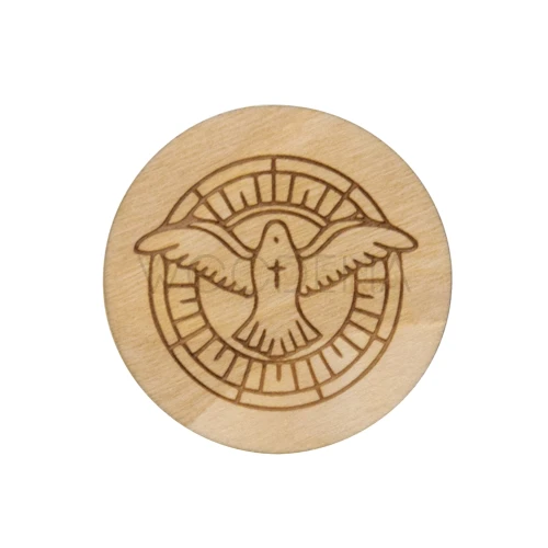 Magnes z drewna z grawerem - Duch Święty - upominek na bierzmowanie