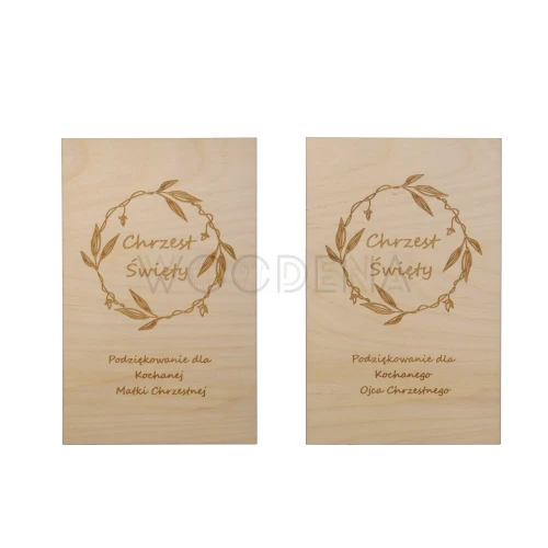 Podziękowanie z drewna dla rodziców chrzestnych, upominek dla rodziców chrzestnych