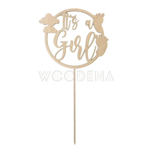 Wooden cake topper -" It's a Girl"