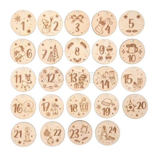 Liczby drewniane do kalendarza adwentowego DIY - cyferki z dekorem