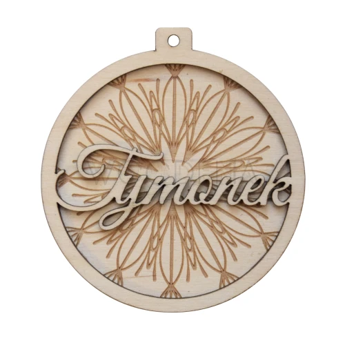 Drewniana zawieszka bombka z imieniem, dekoracyjny grawer