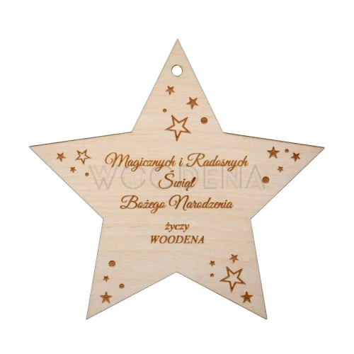 Gwiazdka drewniana z grawerowanymi życzeniami