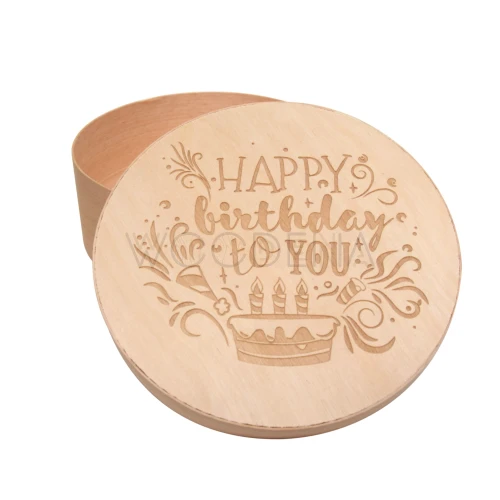 Pojemnik drewniany okrągły na urodziny - pudełko z grawerem urodzinowym