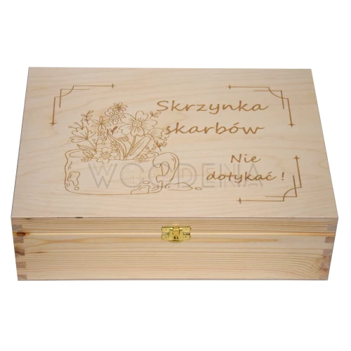 Wooden box with hinged lid - wooden engraved box, treasure box