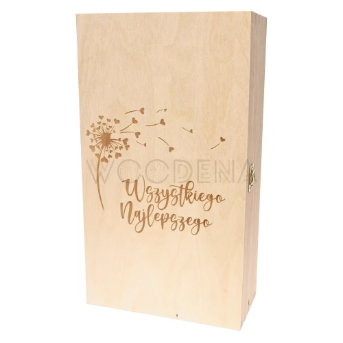 Drewniana skrzynka na alkohole z grawerem kwiecistym