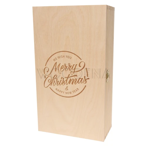 Pudełko drewniane na alkohol, świąteczny grawer Merry Christmas