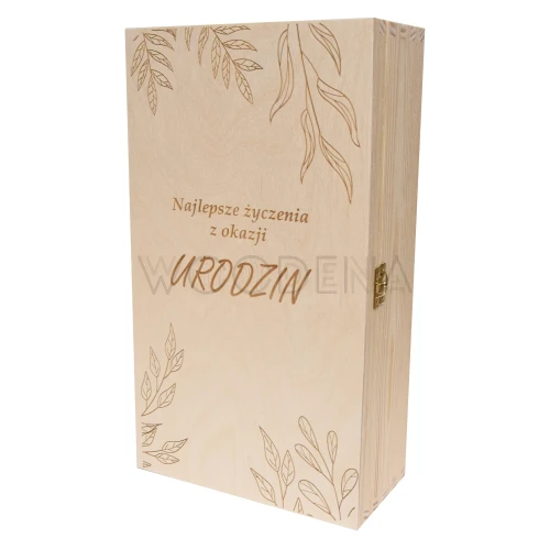 Duża skrzynka na alkohol - wino, likier, whisky - drewniane pudełko urodzinowe z grawerem