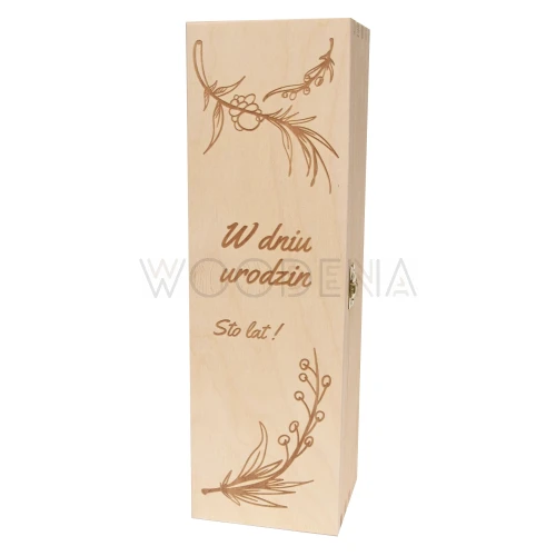 Drewniane pudełko na wino z urodzinowym grawerem, prezent na urodziny