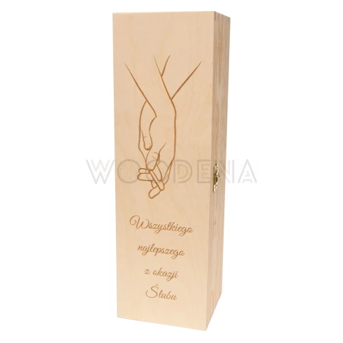 Drewniane pudełko na wino na ślub / wesele z grawerem - prezent dla Państwa Młodych