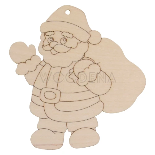 Drewniany Mikołaj z workiem do kolorowania