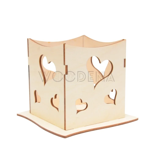 Plywood lantern with hearts