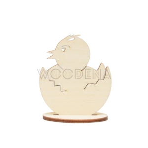 Wooden chicken in an egg shell on stand - Easter decoration