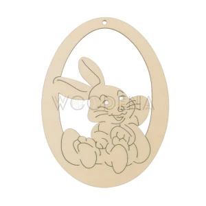 Plywood egg shaped Easter tag with hare