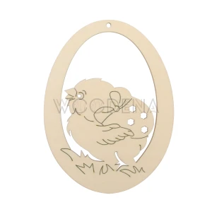 Plywood egg shaped Easter tag with chick