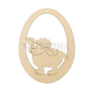 Wooden egg shaped Easter tag with lamb