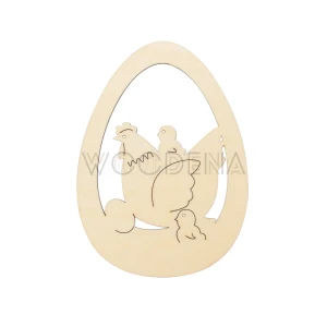 Plywood egg shaped Easter tag with hen