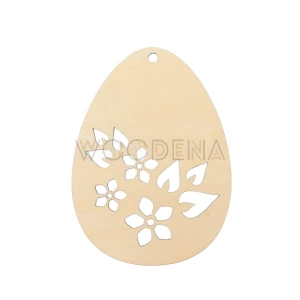 Wooden egg shaped Easter tag with flowers