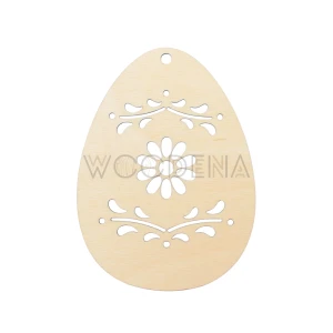 Wooden egg shaped Easter tag with flower