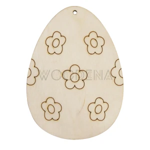Wooden egg shaped Easter tag - flowers