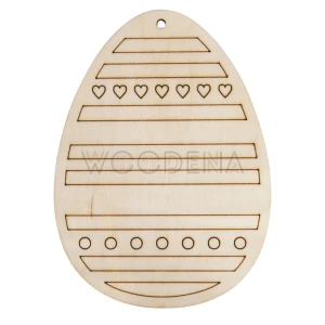 Wooden egg shaped Easter tag with pattern