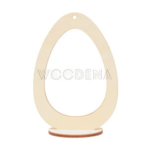 Plywood openwork Easter egg tag on stand - medium