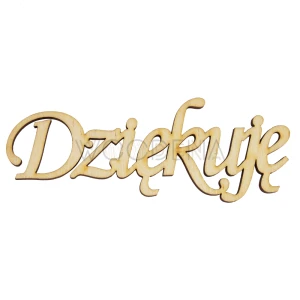 Drewniany napis „Dziękuję”