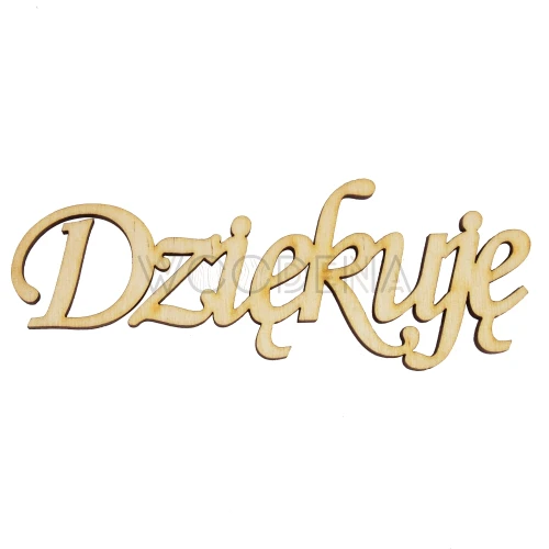 Drewniany napis „Dziękuję”