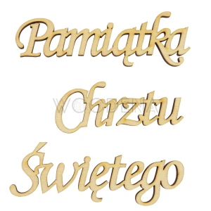 Napis drewniany ze sklejki brzozowej - “Pamiątka Chrztu Świętego”