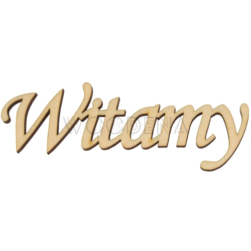 Wycinanka ze sklejki, napis Witamy