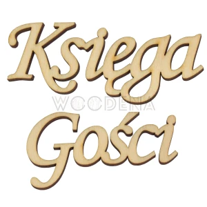 Wycinanka ze sklejki, napis Księga Gości