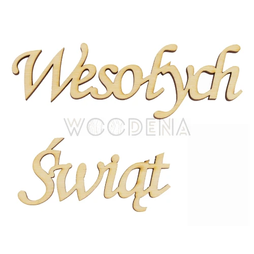 Drewniany napis „Wesołych Świąt”