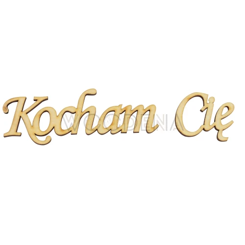 Wycinanka ze sklejki, napis Kocham Cię