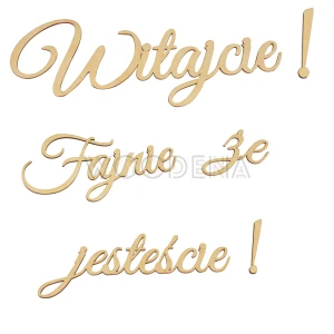 Napis ze sklejki Witajcie! Fajnie że jesteście!