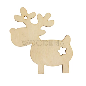 Wooden tag - reindeer with star