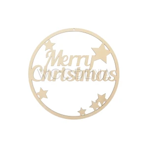 Wooden Christmas wreath "Merry Christmas" with stars