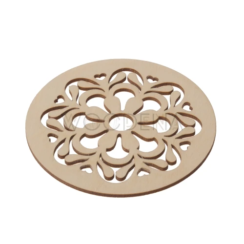 Wooden openwork coaster - flowers