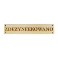 Drewniana tabliczka z napisem Zdezynfekowano.