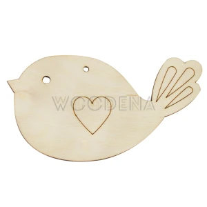 Wooden tag - bird with heart