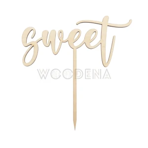 Drewniany Topper na tort z napisem „Sweet”