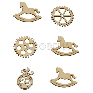 Wooden scraps set - horses and ornaments