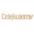 Drewniany napis „Dziękujemy”.