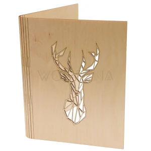 Wooden A4 / A5 binder for documents - geometric deer