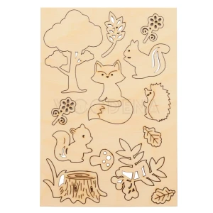 Wooden scraps set - forest with animals
