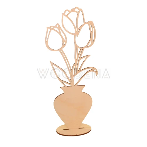 Wooden tulips on stand